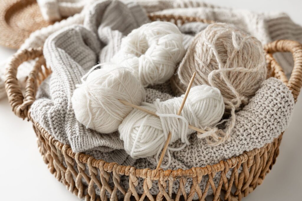 Basket with yarn